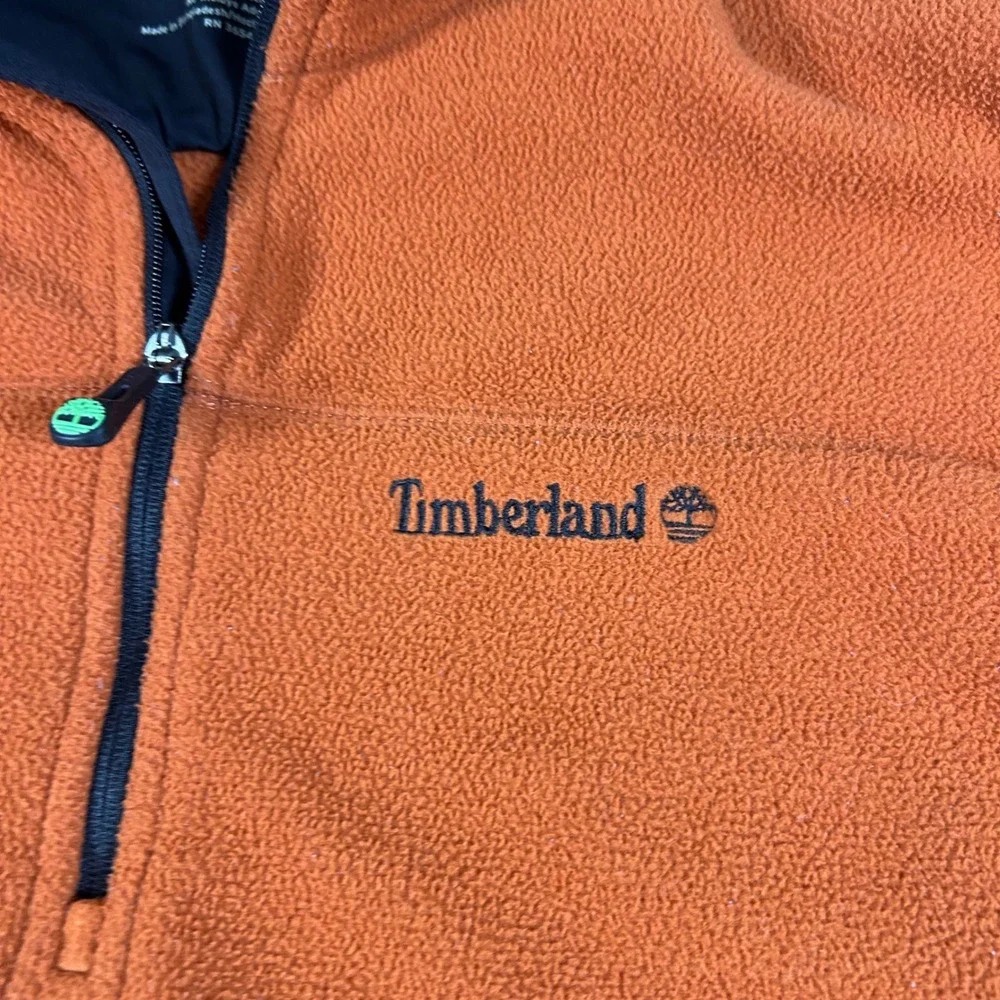 Timberland Mens Orange Quarter Zip Fleece Pullover Jacket Large RN 36543